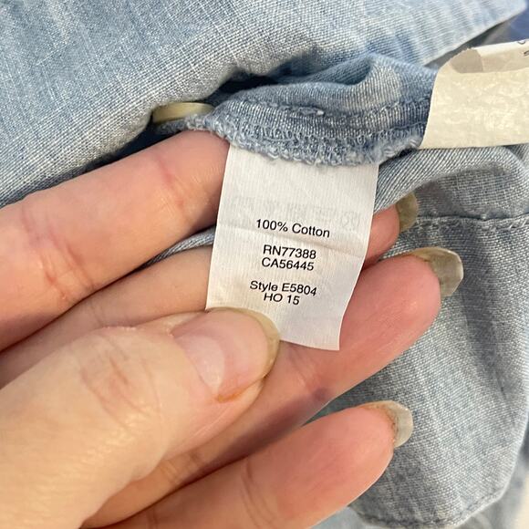 Madewell Chambray Blouse Womens Small Blue Long Sleeve V-Neck Boxy Lightweight - Picture 3 of 9